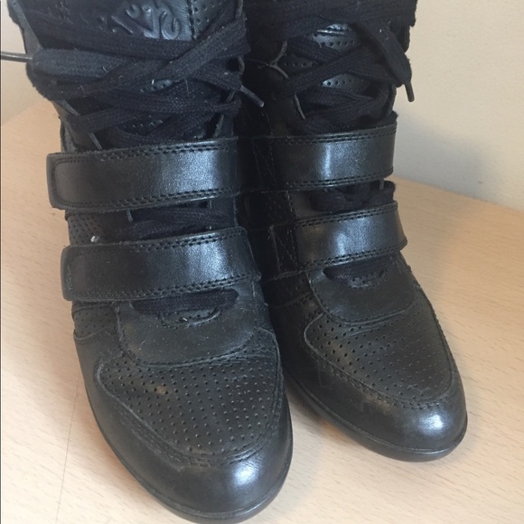 leather wedge trainers